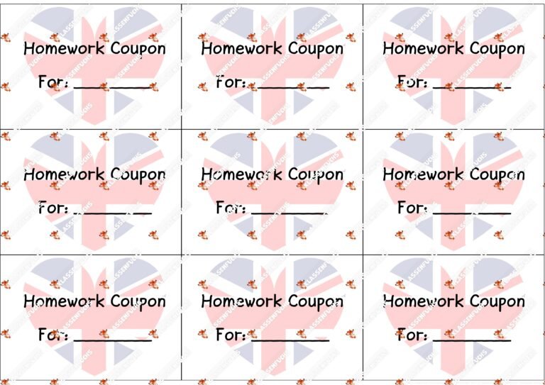 Homework Coupons – Hausaufgabengutscheine – Saisonal – Halloween – Valentine’s Day – Christmas – Birthday